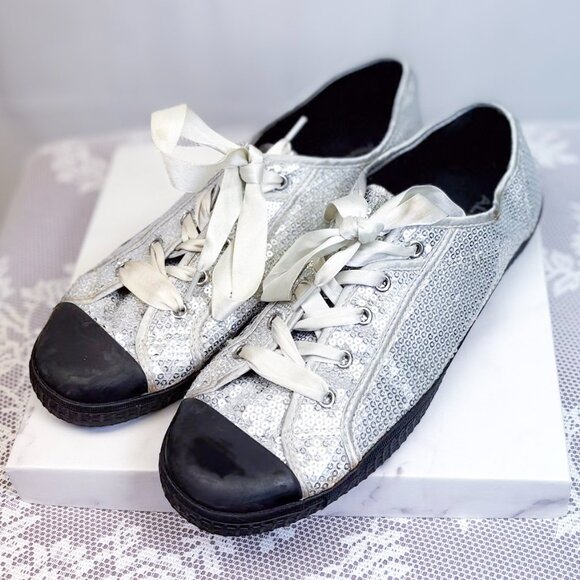 ALDO Sequin Sneaker Shoes with Ribbon Lace - Picture 3 of 10